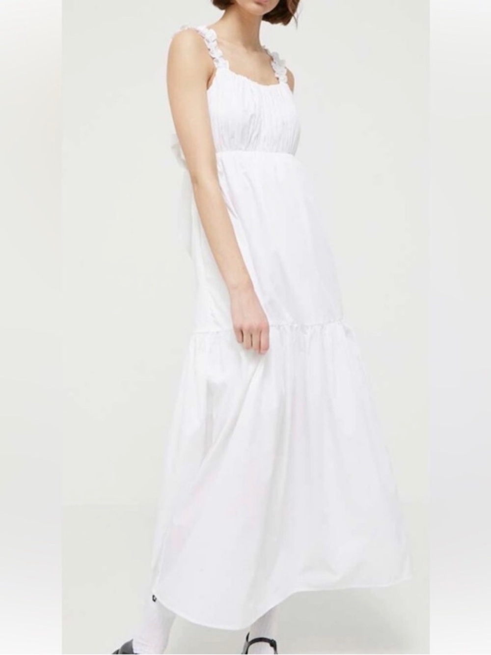 Abercrombie & Fitch White Bow Back Poplin Maxi Dress - XS